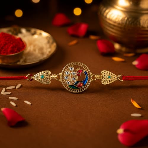 Peacock, Ram Rakhi Combo - Raksha Bandhan Gift with Travel Tumbler 1800ml, Pack of 7