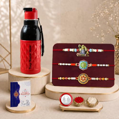 Rakhi for Brother with Water Bottle-400ml - Raksha Bandhan Gift Set, Pack of 7