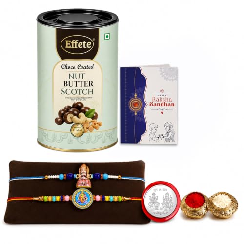 Khatu Shyam Rakhi Combo - Raksha Bandhan Gift with Choco Butterscotch 96gm, Pack of 6