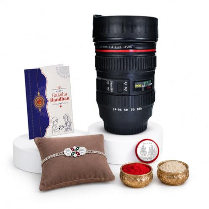Multicolor Rakhi for Brother with Coffee Mug - Rakshabandhan Gift Set, Pack of 5