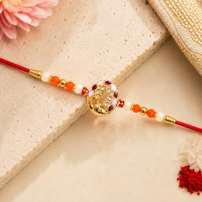 Ram Rakhi for Brother with Pooja Thali - Raksha Bandhan Gift Set, Pack of 7