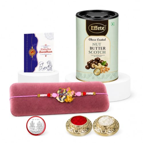 Tom & Jerry Rakhi Combo - Raksha Bandhan Gift with Choco Butterscotch 96gm, Pack of 5