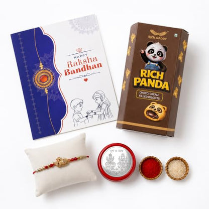 Om Rakhi Combo - Raksha Bandhan Gift with Choco Cream Biscuit 60gm, Pack of 5 | Rakhi Gift
