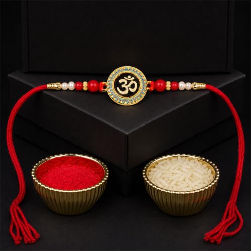 Om Rakhi Combo - Raksha Bandhan Gift with Assorted Choco 96gm, Pack of 5 | Rakhi Gift