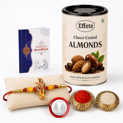 Krishna Rakhi Combo - Raksha Bandhan Gift with Choco Almonds 96gm, Pack of 5 | Rakhi Gift