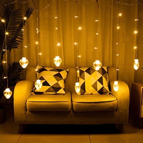 8 Feet 12 Wish Heart Ball String LED Lights With Color Box for Home Decoration, Diwali & Wedding LED Christmas Light Indoor and Outdoor Light ,Festival Decoration  (Wishing Ball Warm White)