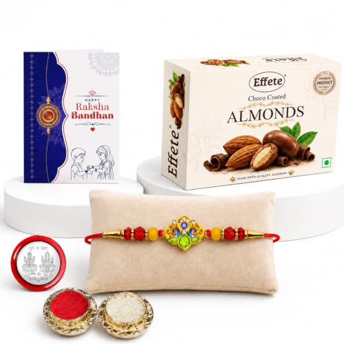 Trishul Rakhi Combo - Raksha Bandhan Gift with Choco Almonds 32gm, Pack of 5 | Rakhi Gift