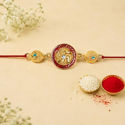 Swastik, Evil Eye Rakhi Combo - Raksha Bandhan Gift with Travel Mug 500ml, Pack of 6