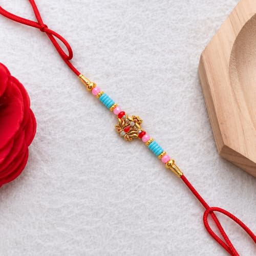 Lotus Rakhi Combo - Raksha Bandhan Gift with Diamond Water Bottle 1000ml, Pack of 7