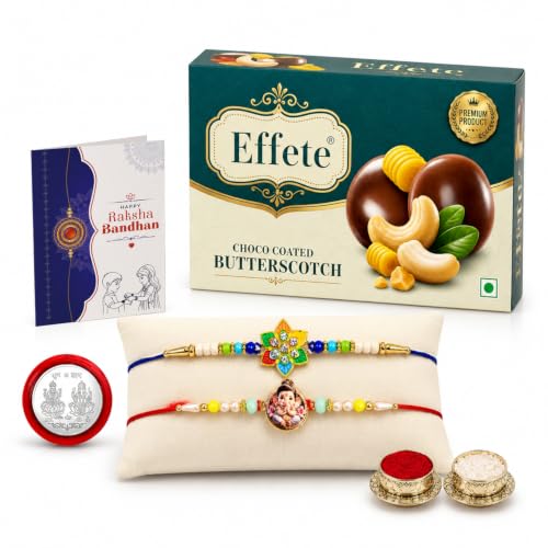 Flower Rakhi Combo - Raksha Bandhan Gift with Choco Butterscotch 32gm, Pack of 6