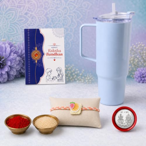 Food Rakhi Combo - Raksha Bandhan Gift with Travel Tumbler 1800ml, Pack of 5 | Rakhi Gift