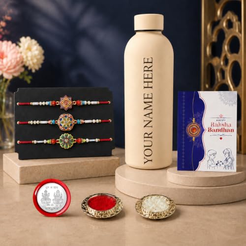 Rakhi for Brother with Water Bottle-500ml - Raksha Bandhan Gift Set, Pack of 7
