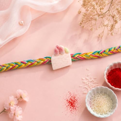 Cake Slice, Floral Rakhi Combo - Raksha Bandhan Gift with Choco Magic 96gm, Pack of 6