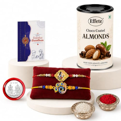 Krishna, Bird Rakhi Combo - Raksha Bandhan Gift with Choco Almonds 96gm, Pack of 6