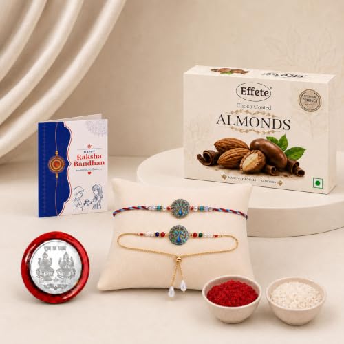 Rakhi for Brother with Chocolate Almonds 32gm - Rakshabandhan Gift Set, Pack of 5
