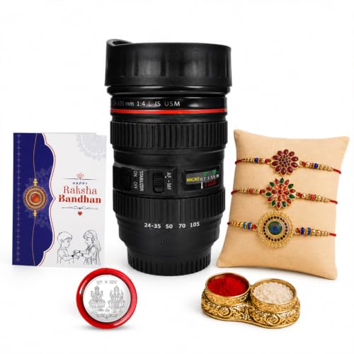 Flower Rakhi for Brother with Coffee Mug - Raksha Bandhan Gift Set, Pack of 7