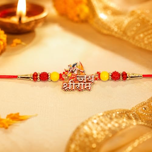 Shri Ram Rakhi Combo - Raksha Bandhan Gift with Choco Butterscotch 32gm, Pack of 5