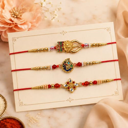 Lion Rakhi for Brother with Leaf Pooja Thali - Raksha Bandhan Gift Set, Pack of 7