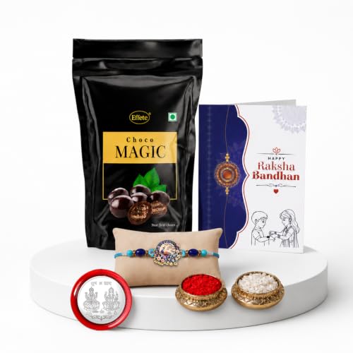 Peacock Rakhi Combo - Raksha Bandhan Gift with Choco Magic Standy Pouch, Pack of 5