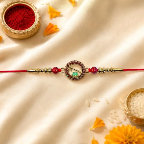 OM Rakhi for Brother with Kalash Pooja Thali - Raksha Bandhan Gift Set, Pack of 7