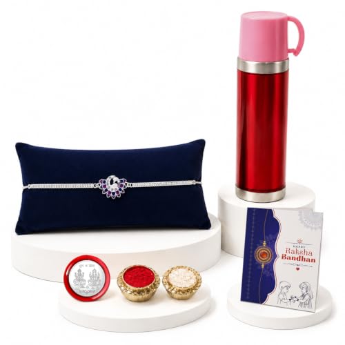Peacock Rakhi for Brother with Travel Mug - Raksha Bandhan Gift Set, Pack of 5