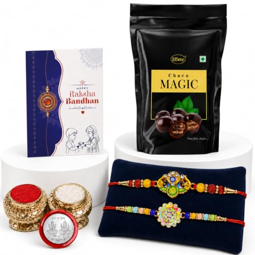 Trishul, Spiral Rakhi Combo - Raksha Bandhan Gift with Choco Magic Standy Pouch, Pack of 6