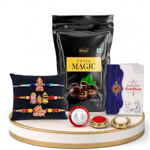 Shri Ram Rakhi Combo - Raksha Bandhan Gift with Choco Magic Standy Pouch, Pack of 7