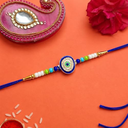 Evil Eye Rakhi Combo - Raksha Bandhan Gift with Choco Butterscotch 96gm, Pack of 5