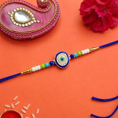 Evil Eye Rakhi Combo - Raksha Bandhan Gift with Choco Butterscotch 96gm, Pack of 5
