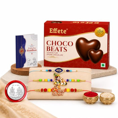 Shri Ram, Evil Eye Rakhi Combo - Raksha Bandhan Gift with Choco Beats 32gm, Pack of 7