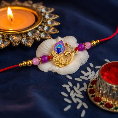Peacock, Floral Rakhi Combo - Raksha Bandhan Gift with Travel Tumbler 1800ml, Pack of 7