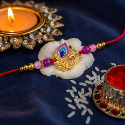 Peacock, Floral Rakhi Combo - Raksha Bandhan Gift with Travel Tumbler 1800ml, Pack of 7