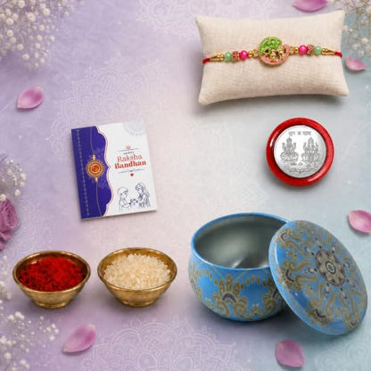 Krishna Bansuri Rakhi Combo - Raksha Bandhan Gift with Heart-Shape Organizer, Pack of 5