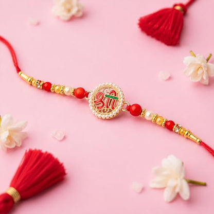 Shree, Evil Eye, Peacock Rakhi Combo - Raksha Bandhan Gift with SS Water Bottle 1000ml