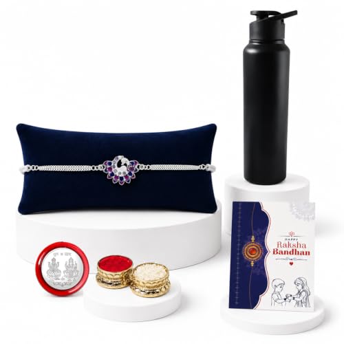 Peacock Rakhi for Brother with Water Bottle - Rakshabandhan Gift Set, Pack of 5