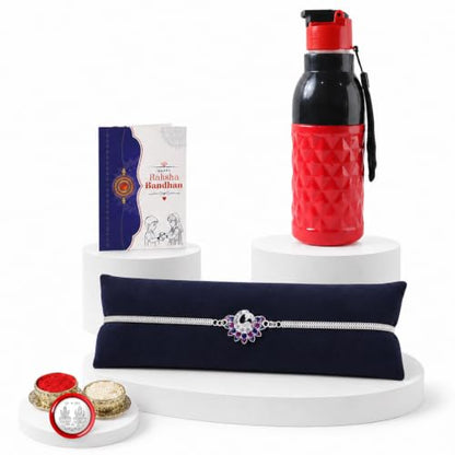 Peacock Rakhi for Brother with Water Bottle - Raksha Bandhan Gift Set, Pack of 5