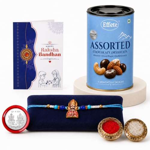 Khatu Shyam Rakhi Combo - Raksha Bandhan Gift with Assorted Choco 96gm, Pack of 5