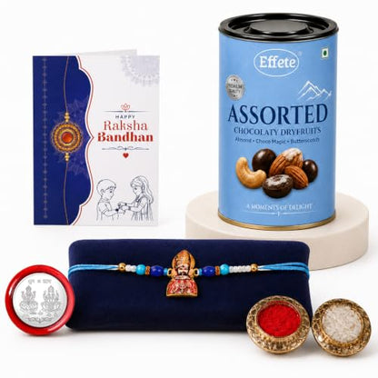 Khatu Shyam Rakhi Combo - Raksha Bandhan Gift with Assorted Choco 96gm, Pack of 5