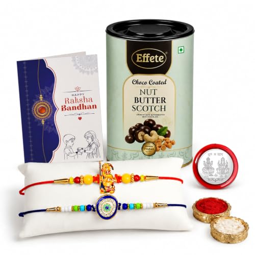 Ganesha Rakhi Combo - Raksha Bandhan Gift with Choco Butterscotch 96gm, Pack of 6