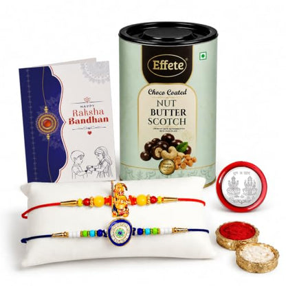 Ganesha Rakhi Combo - Raksha Bandhan Gift with Choco Butterscotch 96gm, Pack of 6