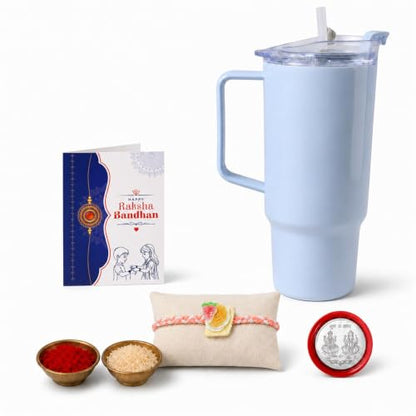 Food Rakhi Combo - Raksha Bandhan Gift with Travel Tumbler 1800ml, Pack of 5 | Rakhi Gift