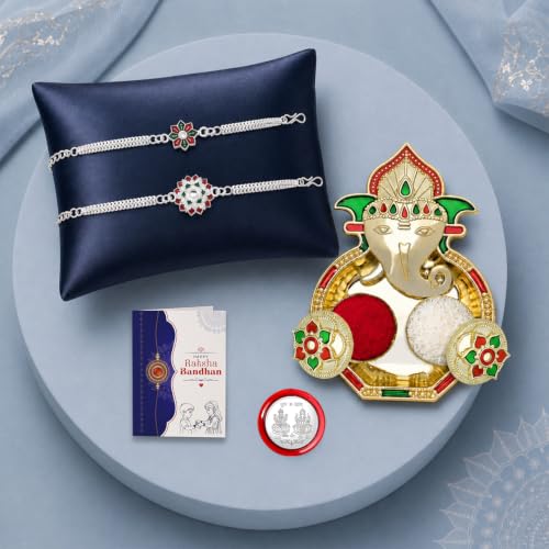 Flower Rakhi for Brother with Pooja Thali - Rakshabandhan Gift Set, Pack of 6