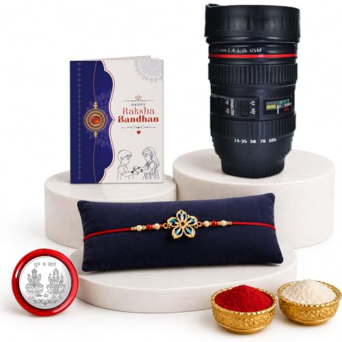 Floral Rakhi for Brother with Coffee Mug - Raksha Bandhan Gift Set, Pack of 5