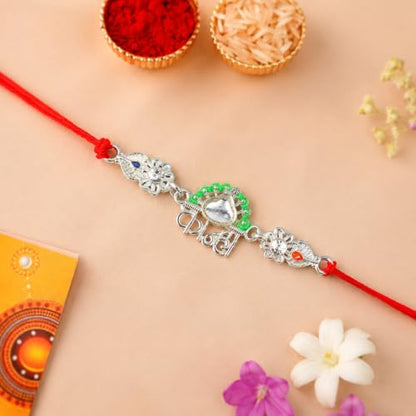 Om, Kanha Rakhi Combo - Raksha Bandhan Gift with SS Water Bottle 500ml, Pack of 7
