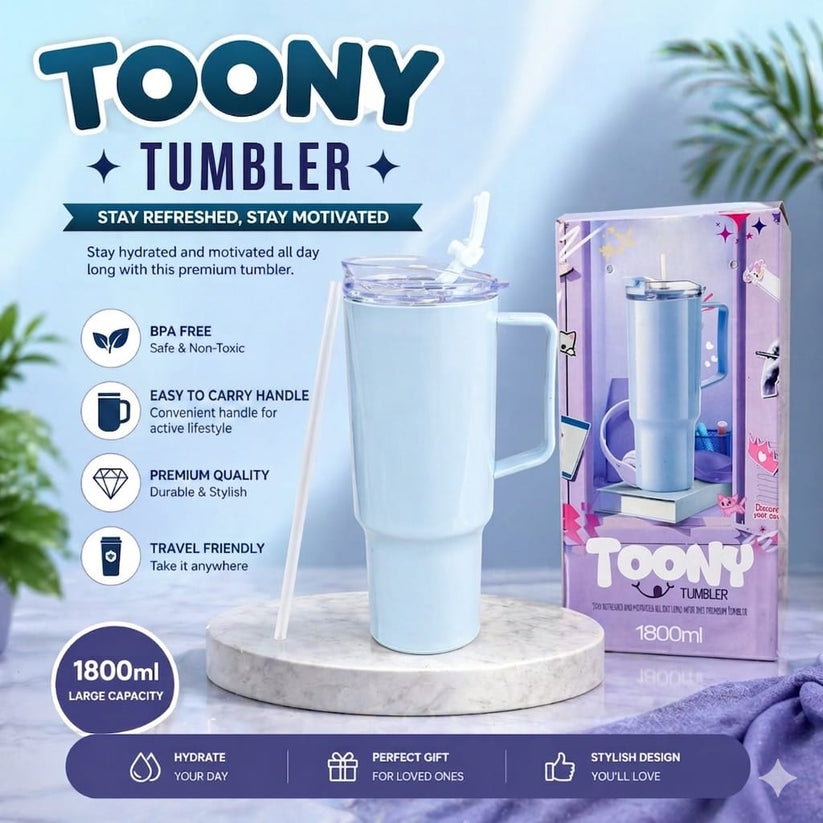 Toony Tumbler 1800ml Travel Mug with Handle & Straw