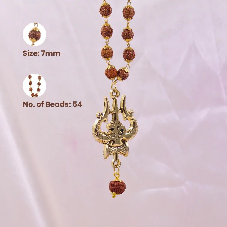 OM Shiva Trishool Rudraksha Necklace 54 Beads