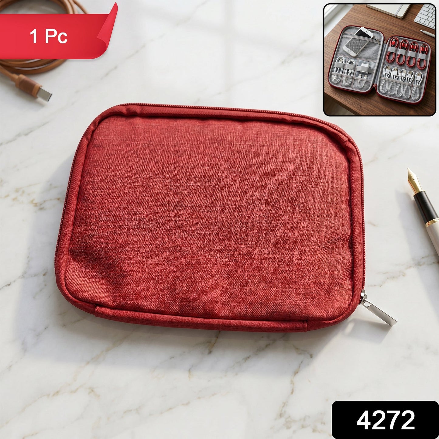 Multi Zip Pouch Travel Toiletry Organizer Storage Bag for Cosmetics & More (1 Pc)