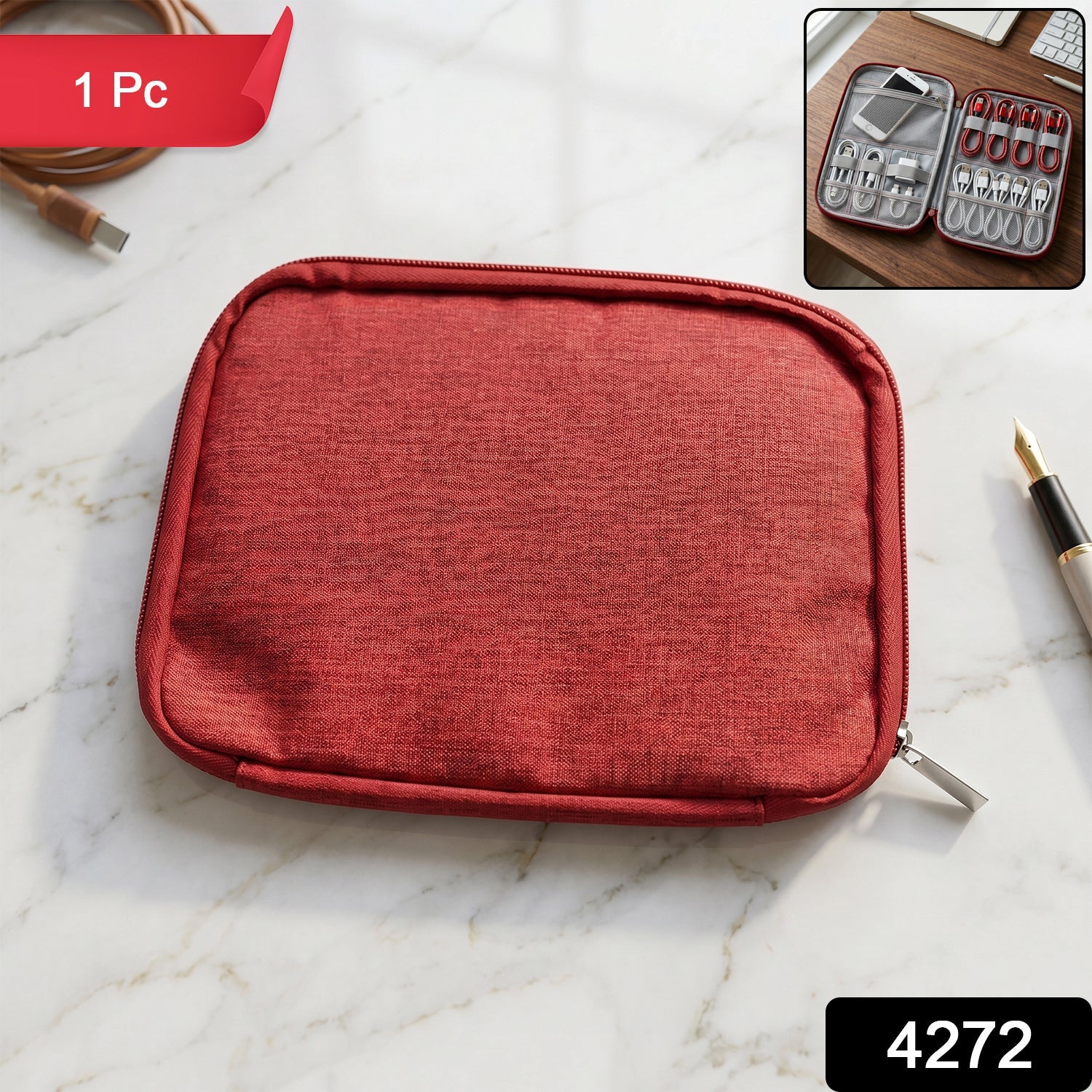 Multi Zip Pouch Travel Toiletry Organizer Storage Bag for Cosmetics & More (1 Pc)