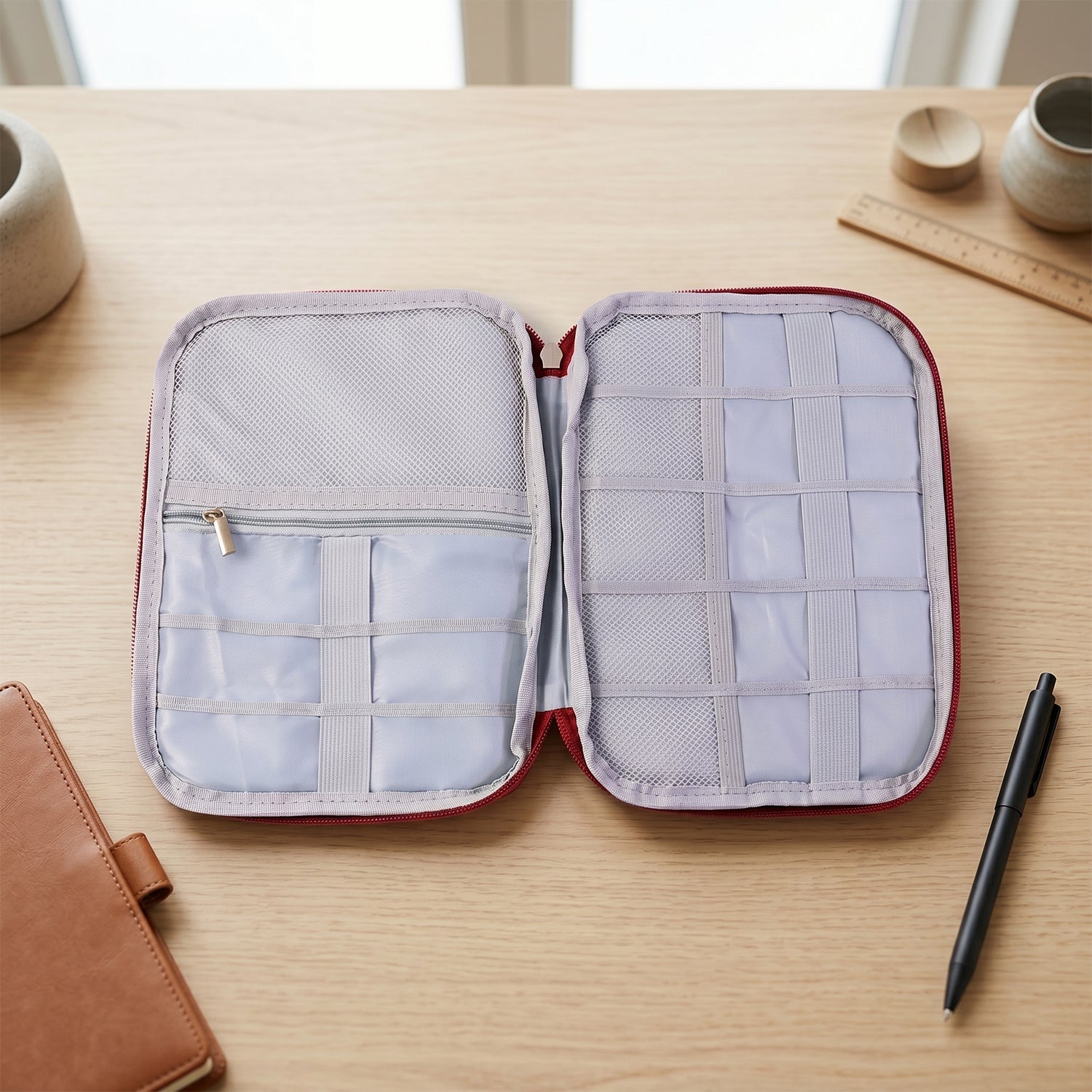 Multi Zip Pouch Travel Toiletry Organizer Storage Bag for Cosmetics & More (1 Pc)