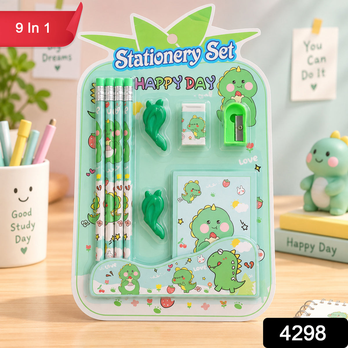 School Stationery Kit for Kids with Pencils, Eraser, Sharpener, Diary (9 Pc Set)